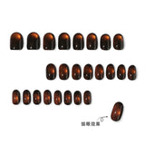 24pcs/Set Brown Cat Eye Press On Nails