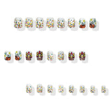 24pcs/Set Turkey Pumpkin Polka Dots Press On Nails