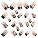 24pcs/Set Rhinestone French Floral Press-On Nails