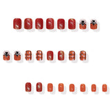 24pcs/Set Fall Plaid Pumpkin Press On Nails