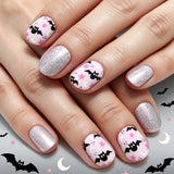 24pcs/Set Sparkly Glossy Bats Press-On Nails