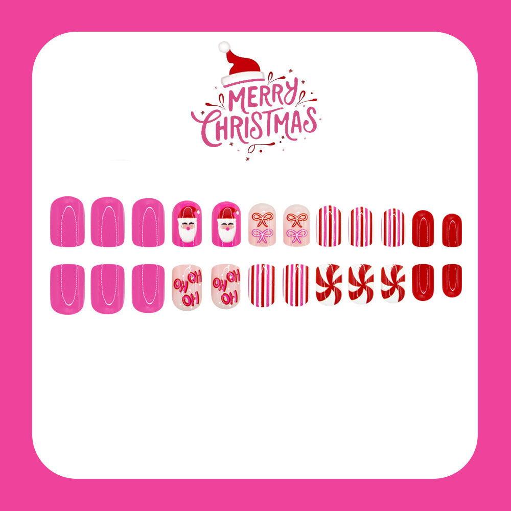 24pcs/Set Spiral Stripe Bow Press On Nails