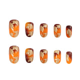 24pcs/Set Gilded Maple Leaves for Fall Press On Nails