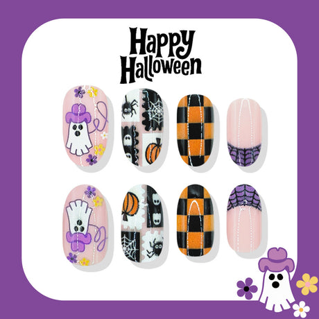 24pcs/Set Ghostly Checkered Press On Nails