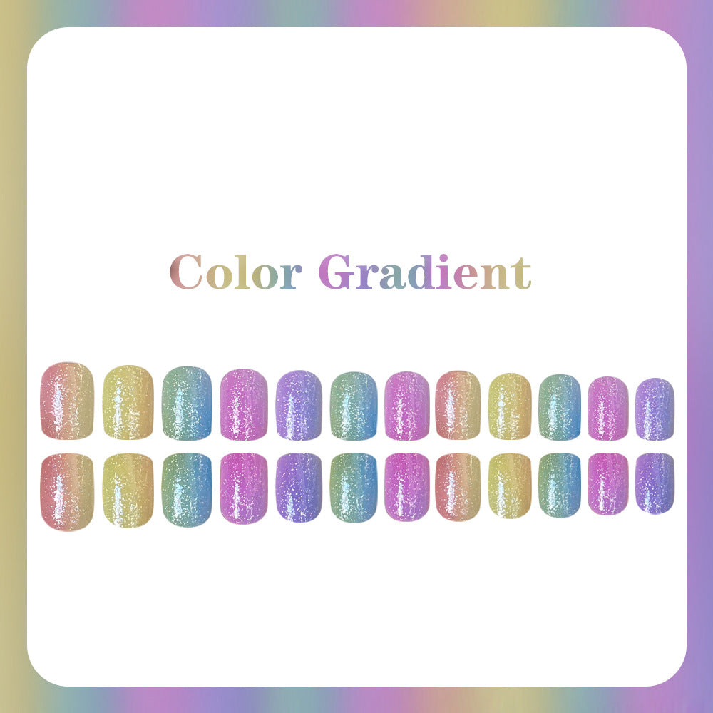 24pcs/Set Rainbow Gradient Press On Nails