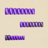 24pcs/Set Purple Glitter Floral Press-On Nails