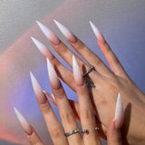 24pcs/Set White Ombre Long Press-On Nails