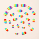 24pcs/Set Candy Color Rainbow Stripes Press On Nails