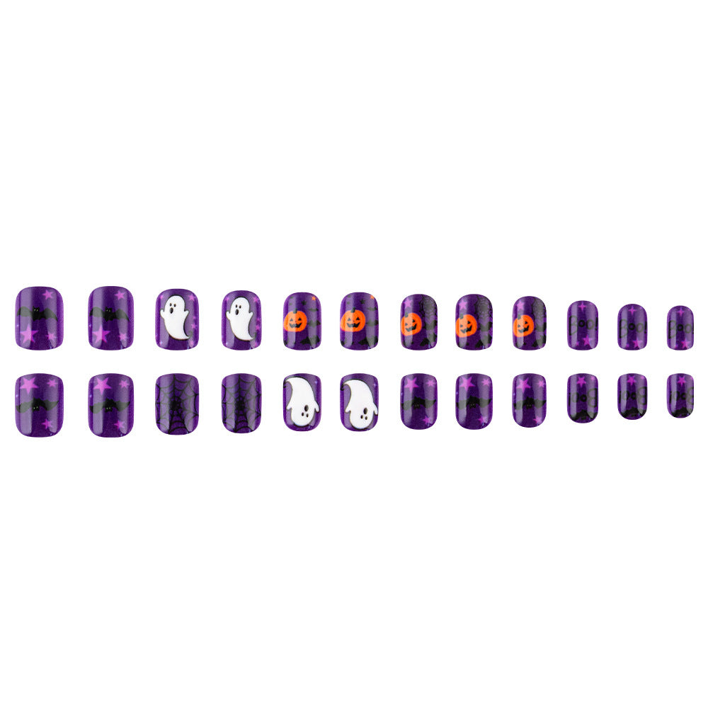 24pcs/Set Ghost Spider Pumpkins Press On Nails