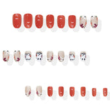 24pcs/Set Ghost Doodle Press On Nails