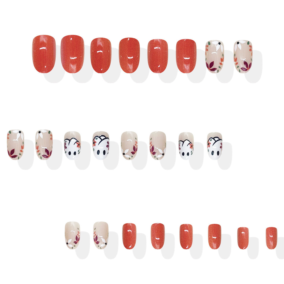 24pcs/Set Ghost Doodle Press On Nails