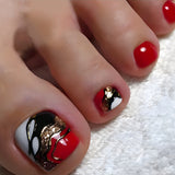 24pcs/Set Red Ombre Press On Toe Nails