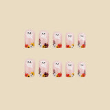 24pcs/Set Orange Ghost Floral Press-On Nails