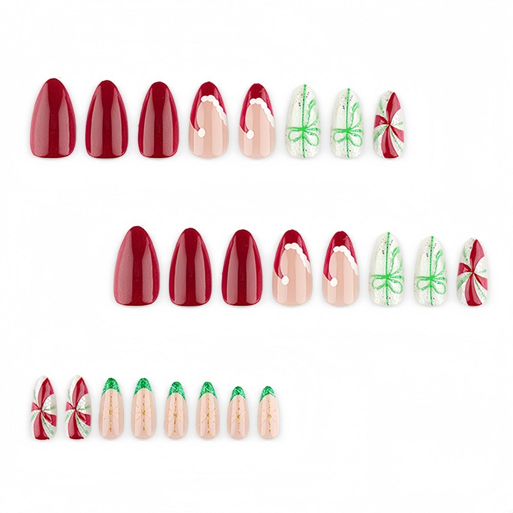 24pcs/Set 3D Candy Canes Press-On Nails