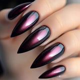24pcs/Set Deep Red Cat Eye Press-On Nails