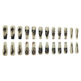 24pcs/Set Matte Black Skull Press On Nails