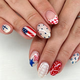 24pcs/Set Star Polka Dot Floral French Tip Press-On Nails