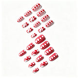 24pcs/Set Red & White Polka Dots Press On Nails