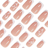24pcs/Set Minimalist Heart French Tips Press-On Nails