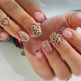 24pcs/Set Glitter Leopard Press-On Nails