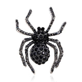 Black Rhinestone Spider Brooch