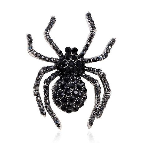 Black Rhinestone Spider Brooch