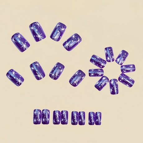 24pcs/Set Purple Christmas Press On Nails