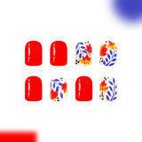 24pcs/Set Red Autumn Maple Leaves Press-On Nails
