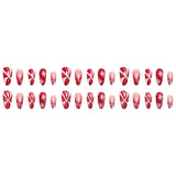 24pcs/Set Christmas Red Candy & Snowflakes Press On Nails