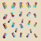 24pcs/Set Blue-Purple Abstract Vine Press-On Nails