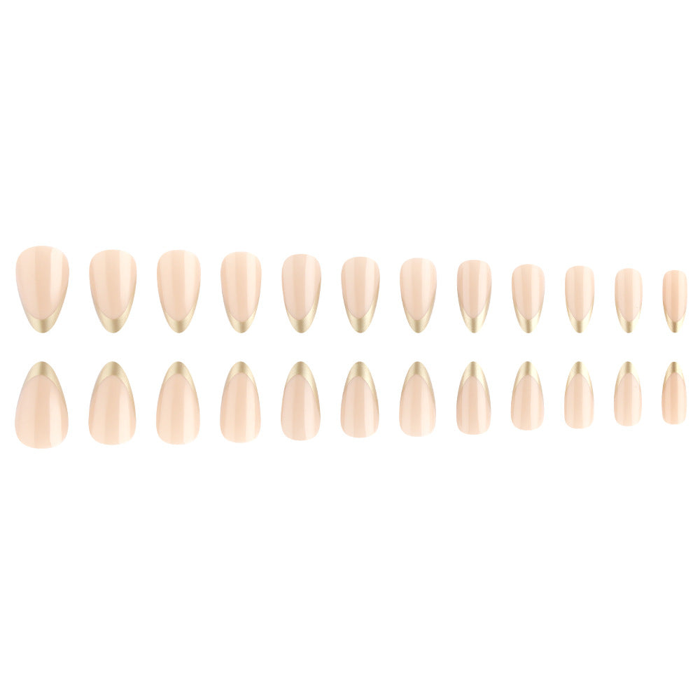 24pcs/Set Golden French Tips Press-On Nails
