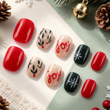 24pcs/Set Holly & Snowflakes Press On Nails