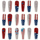 24pcs/Set Statue of Liberty with Flag Press-On Nails