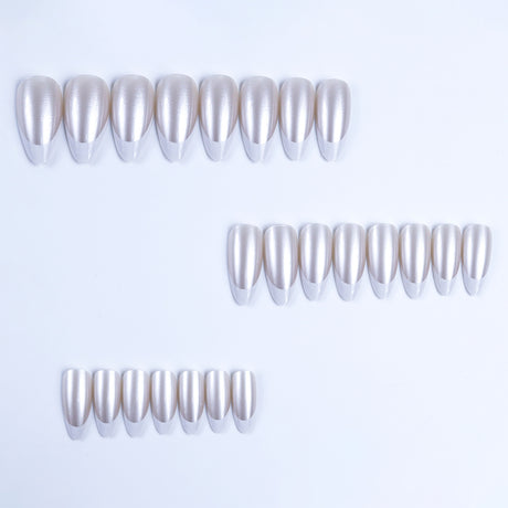 24pcs/Set Minimalist White French Press On Nails
