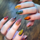 24pcs/Set Oil Paint Inspired Ombre Gradient Press On Nails