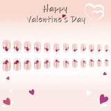 24pcs/Set French Tip Hearts Press-On Nails