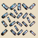 24pcs/Set Flaming Skull Press-On Nails