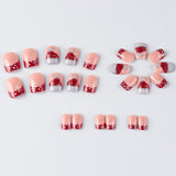 24pcs/Set French Tip Snowflakes & Santa Hats Press-On Nails