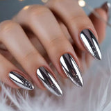 24pcs/Set Silver Mirror Chrome Press-On Nails