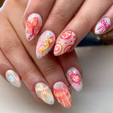 24pcs/Set Colorful Grapefruit Starfish & Seahorse Press On Nails