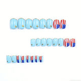 24pcs/Set American Flag Stars & Stripes French Tips Press-On Nails