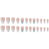 24pcs/Set Pink & White Glitter Ombre Press-On Nails