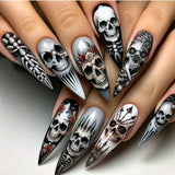 24pcs/Set Cartoon Skull Press-On Nails