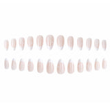 24pcs/Set White French Tip with Rhinestones Press On Nails