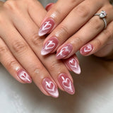 24pcs/Set Brown Heart Cat Eye Press On Nails