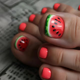 24pcs/Set Red Watermelon Press-On Nails