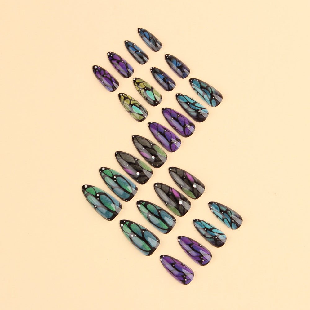 24pcs/Set Iridescent Aurora Butterfly Press-On Nails