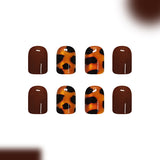 24pcs/Set Brown & Black Ombre Leopard Press On Nails