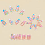 24pcs/Set Color Block French Daisy Nails