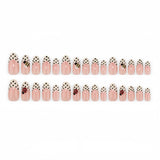 24pcs/Set Black & White Polka Dot Ladybug French Press On Nails